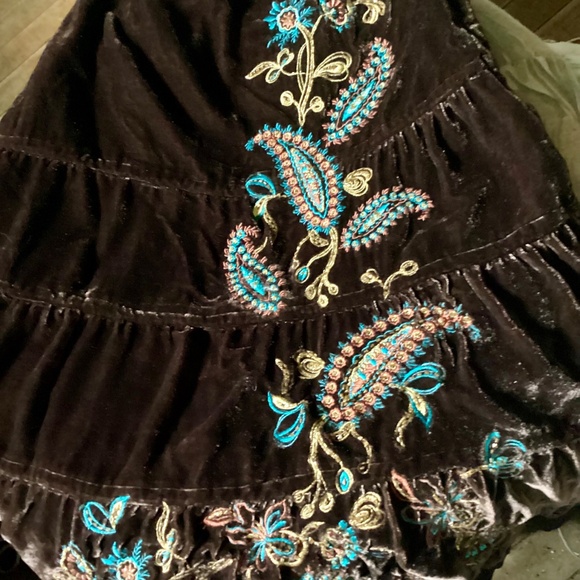 Embroidered & Beaded Velvet Broom Skirt - Picture 16 of 16